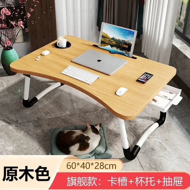 Folding Table Laptop Creative Student Laptop Stand Bed Card Slot Cup Holder Table Bed Fashion Table Multi-functional Portable