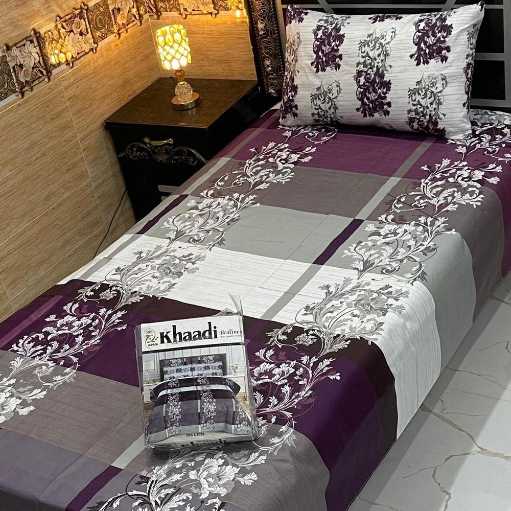 4-Pcs Cotton Salonica Digital Print Single Bedsheet