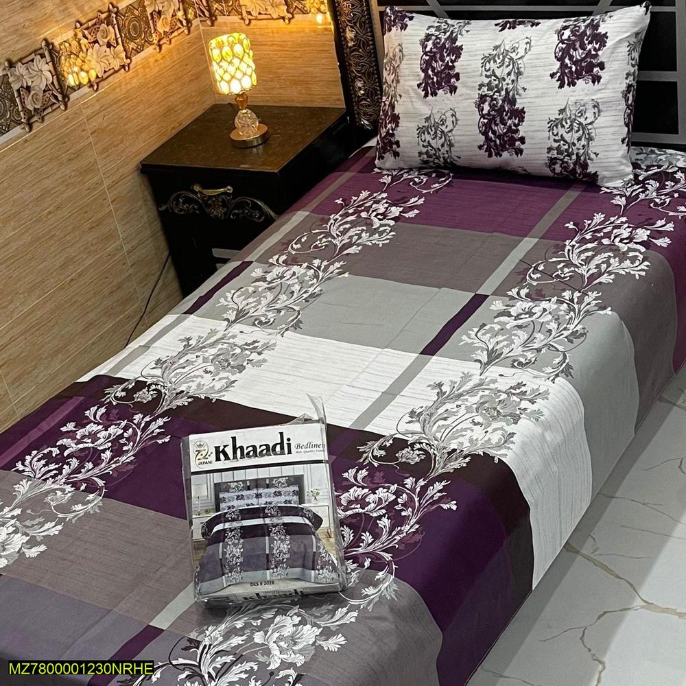 4-Pcs Cotton Salonica Digital Print Single Bedsheet