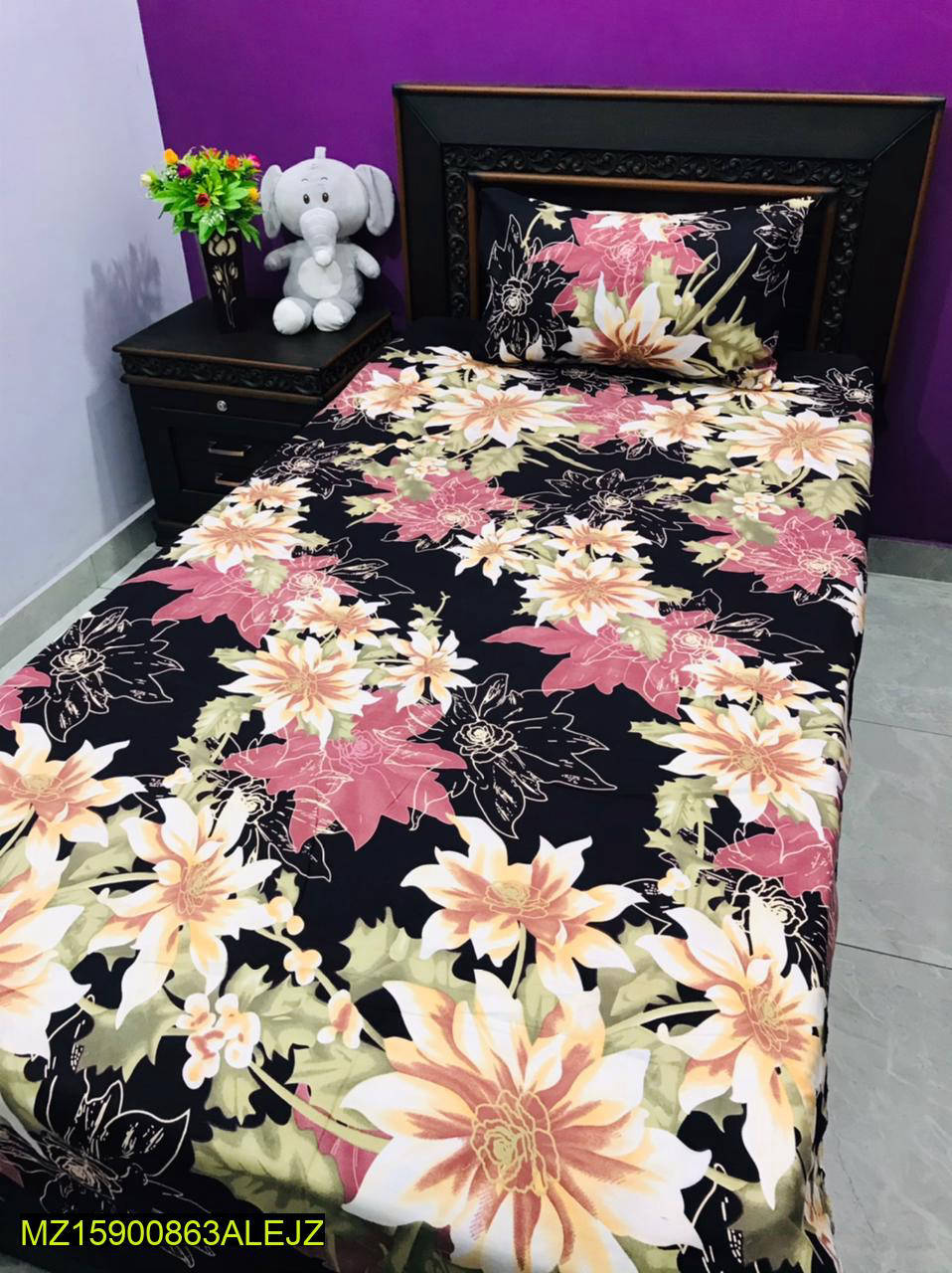 2-Pcs Cotton Printed Single Bedsheet