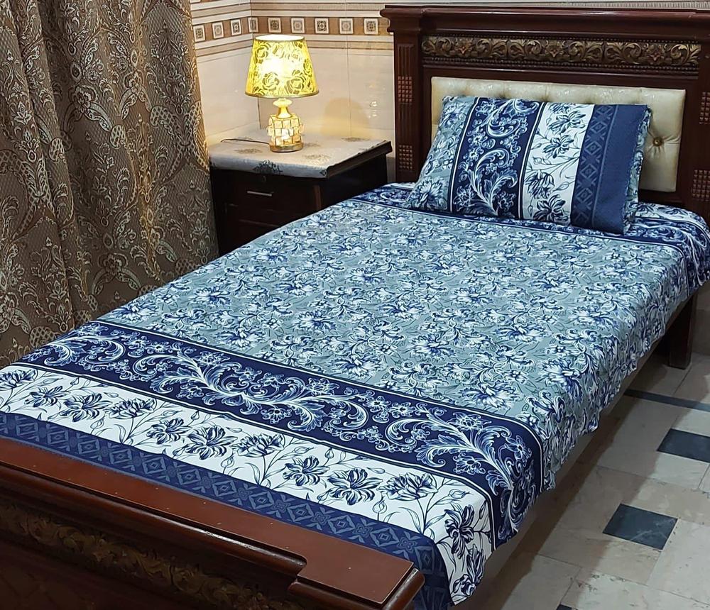 2-Pcs Cotton Printed Single Bedsheet