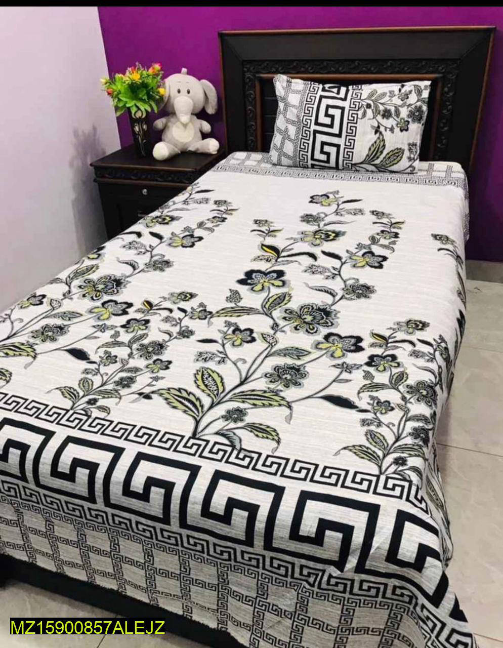 2-Pcs Cotton Printed Single Bedsheet