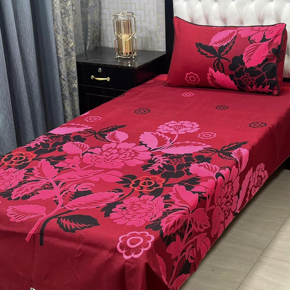 4-Pcs Crystal Cotton Printed Single Bedsheet