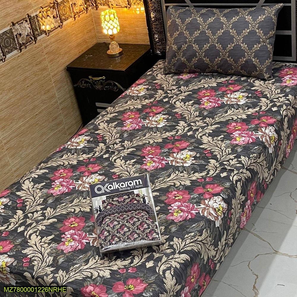 4-Pcs Cotton Salonica Printed Single Bedsheet