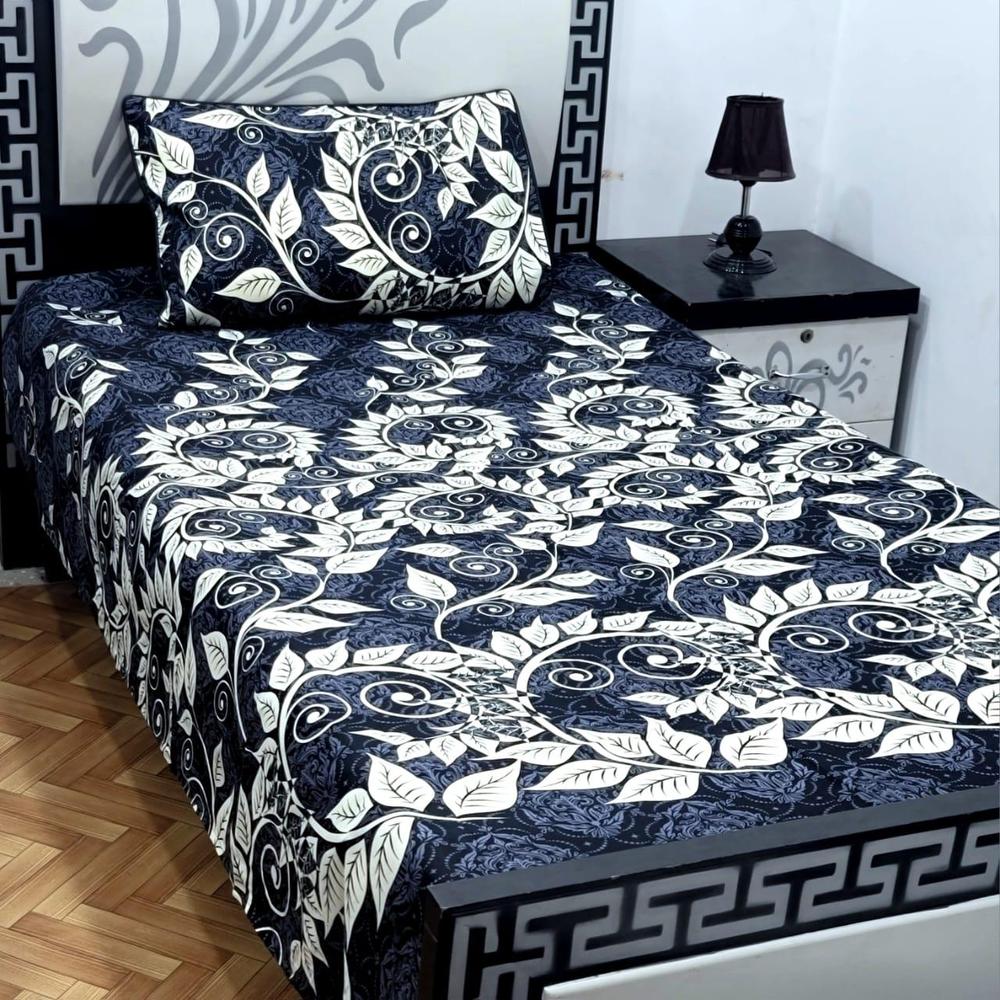 2-Pcs Crystal Cotton Printed Single Bedsheet